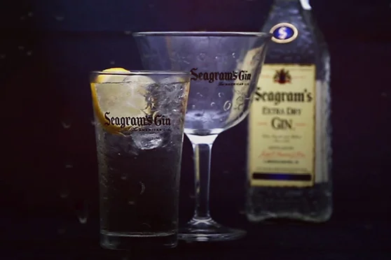 Glass and stemware customized for Seagram's Gin