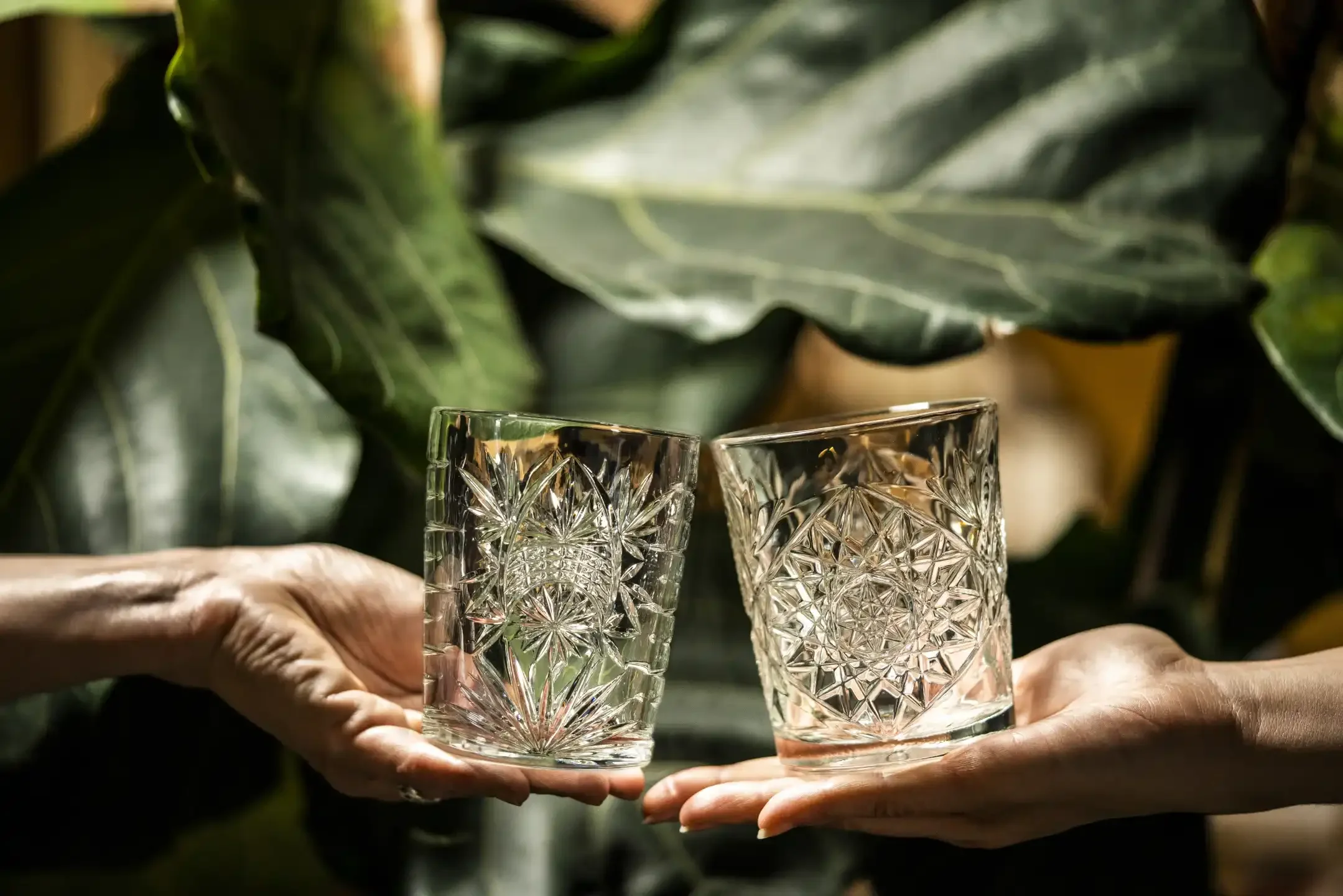 "Starla" and "ICON" glasses displayed on two hands